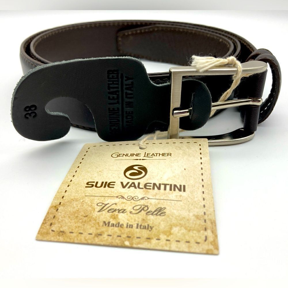 NWT Suie Valentini/Vera Pelle Men’s Brown Leather Belt SZ 38 Italy